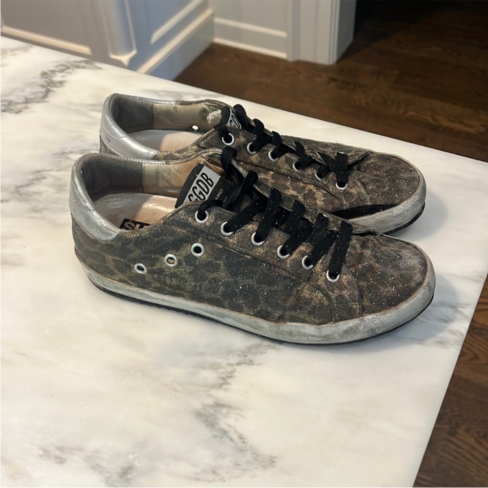 Golden Goose Brown Distressed Low-Top Sneakers